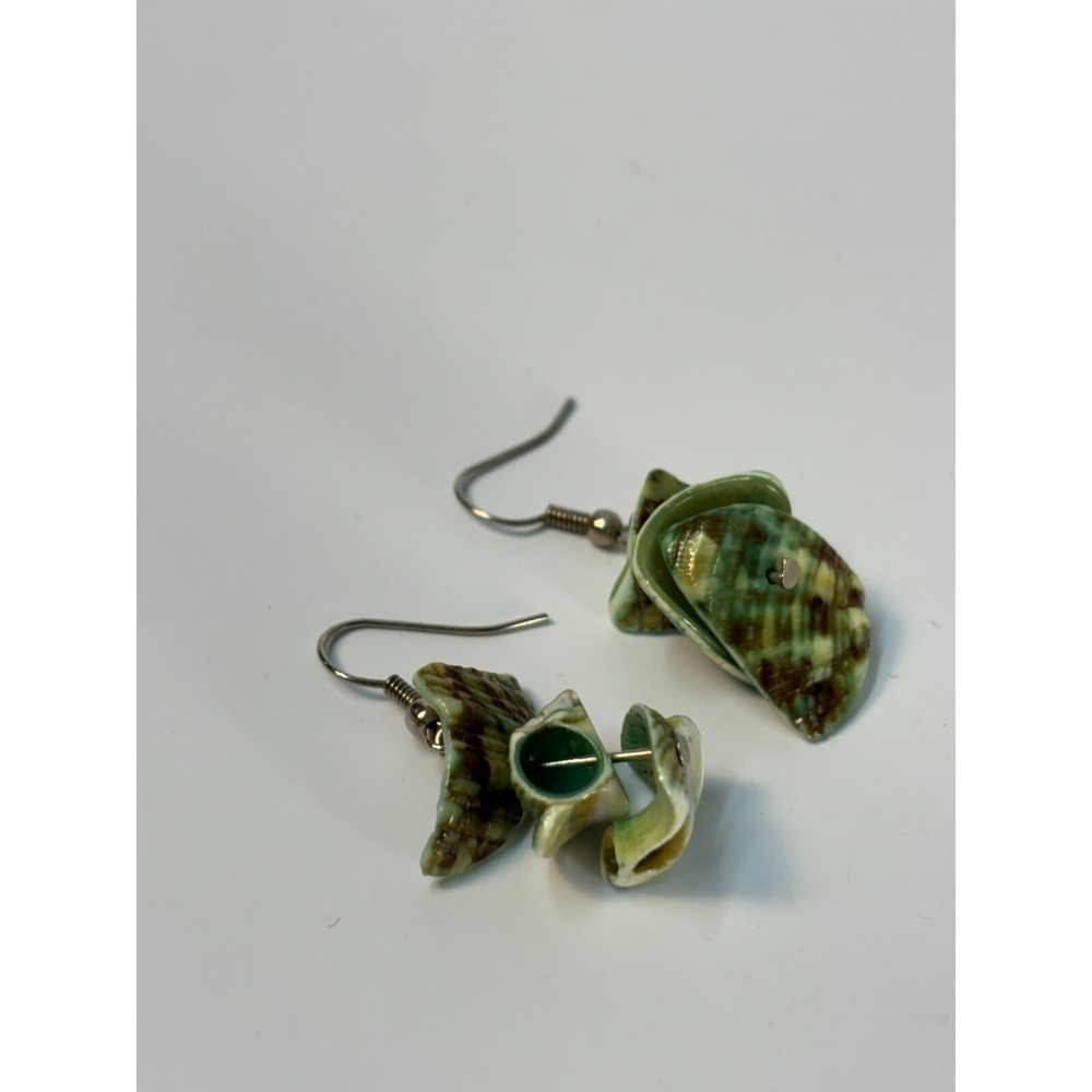 Earrings Artisan Natural Shell Hand Crafted Ear Wire Coastal Vintage